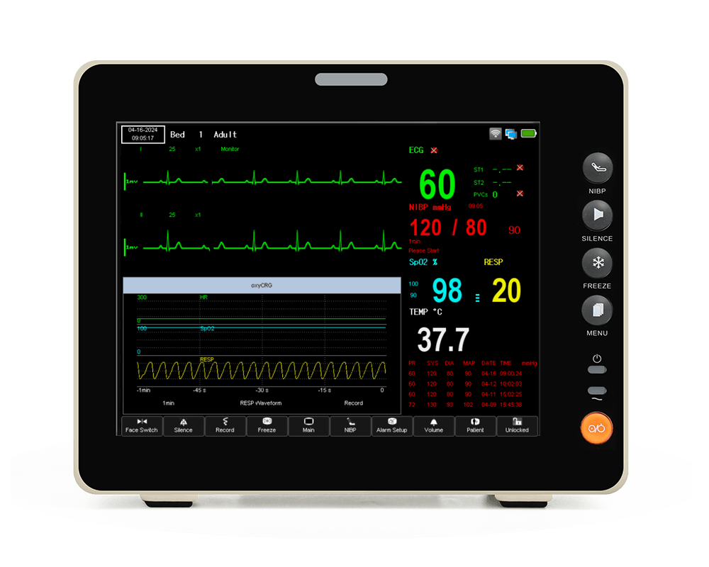 8 インチのタッチスクリーン + EtCO2 ポータブル患者モニター - ECG